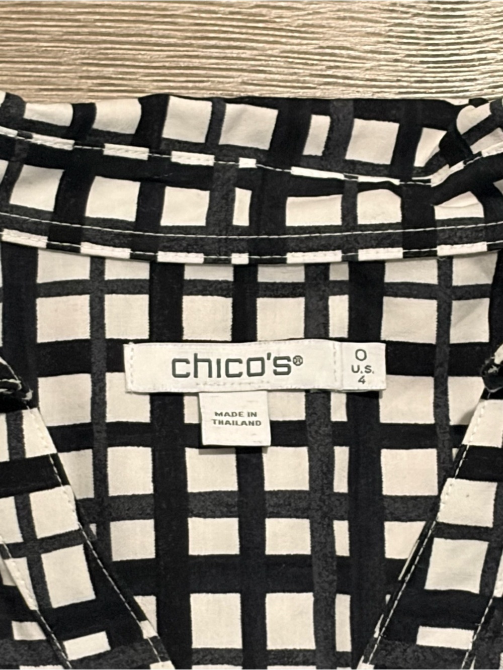 Chico's Black and White Windowpane Button-Front Shirt - Picture 2 of 2